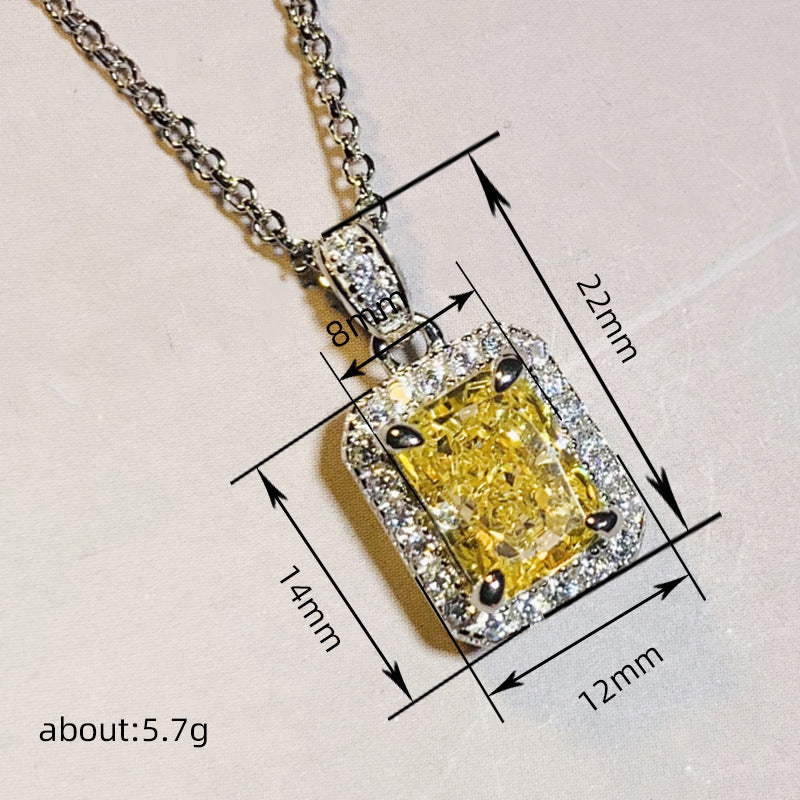 Yellow radiant-cut halo pendant necklace – photo 4