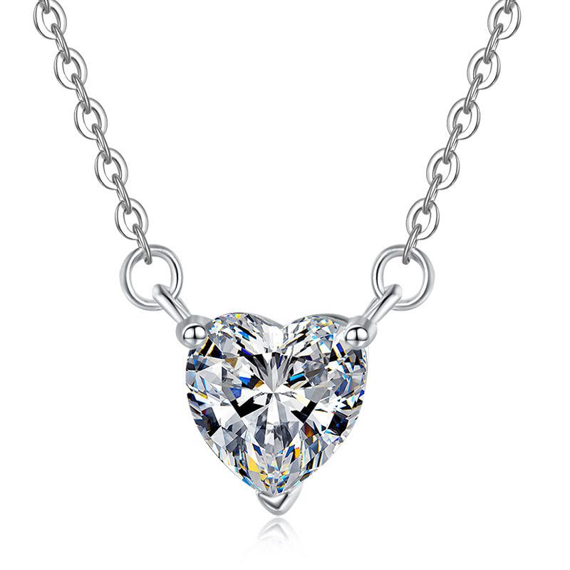 Heart solitaire pendant necklace on a fine silver-tone chain – photo 3