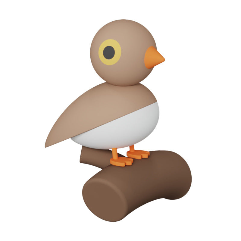 Brown bird motion-sensor night light on a branch base