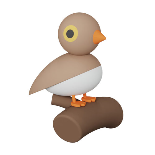 Brown bird motion-sensor night light on a branch base