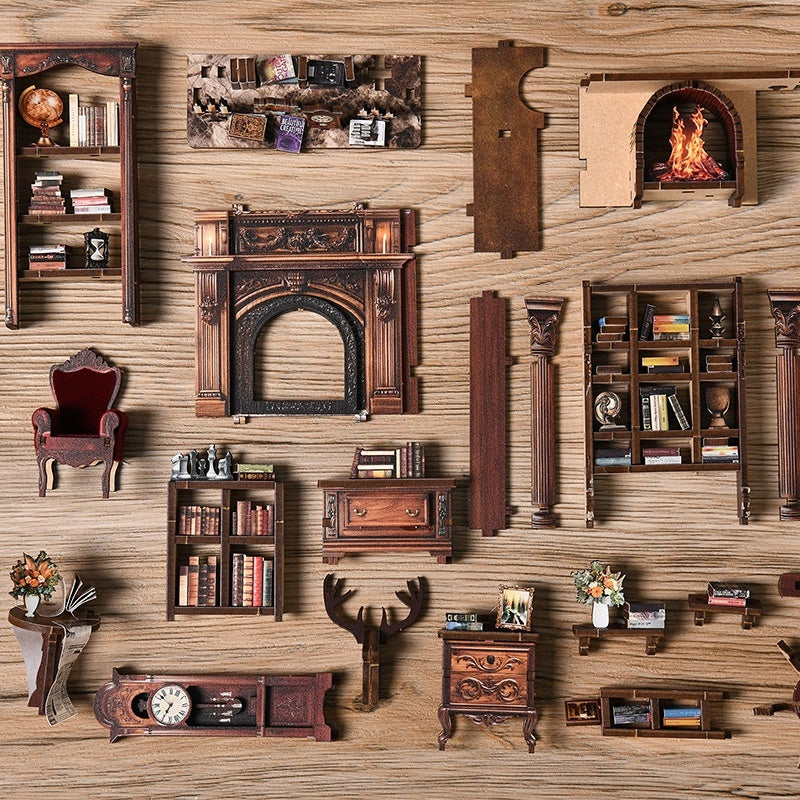 Twilight Library book nook kit lit up on a bookshelf – photo 5
