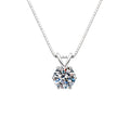 Six-prong solitaire pendant necklace in silver-tone
