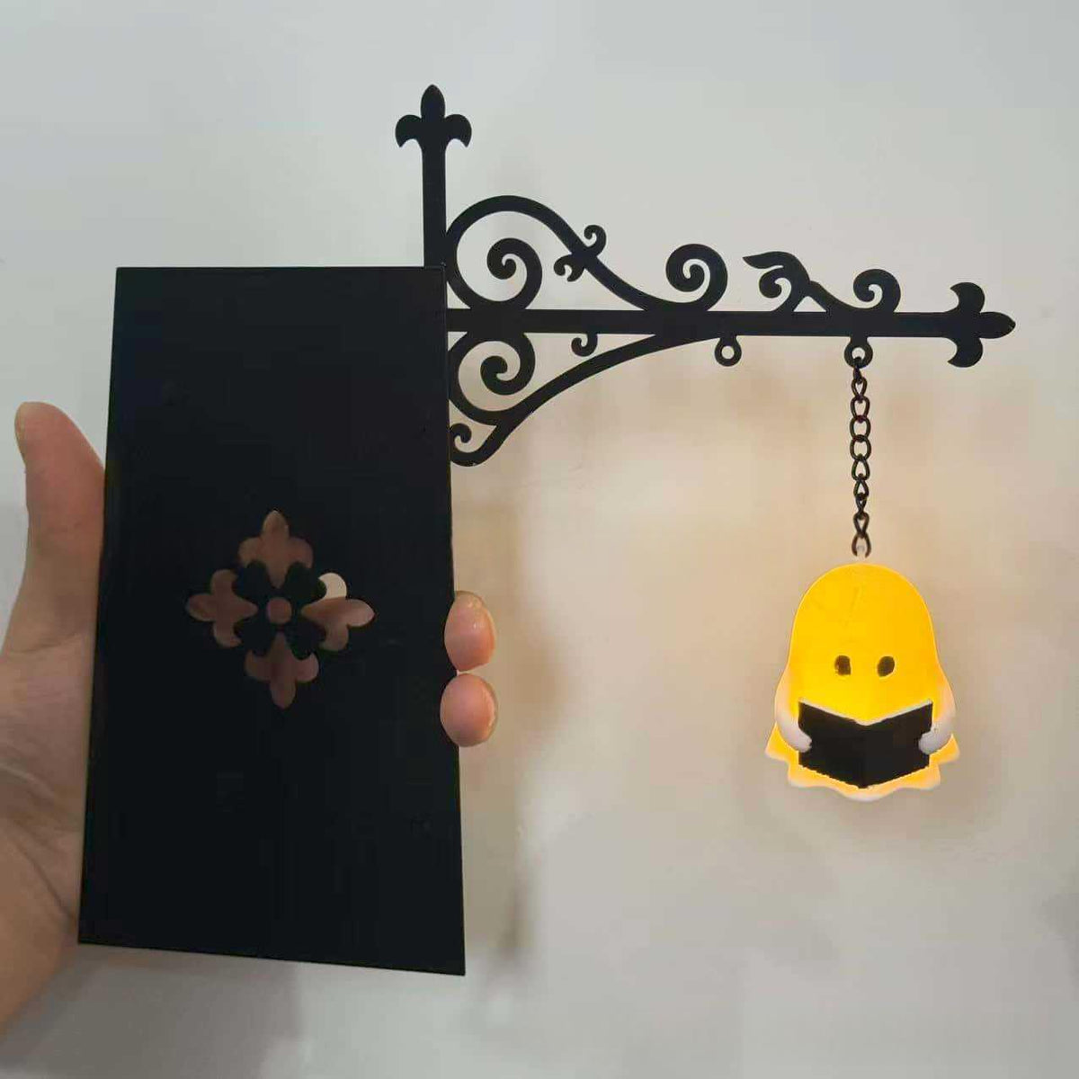 Mini black lantern lamp hanging from a scroll stand – photo 5