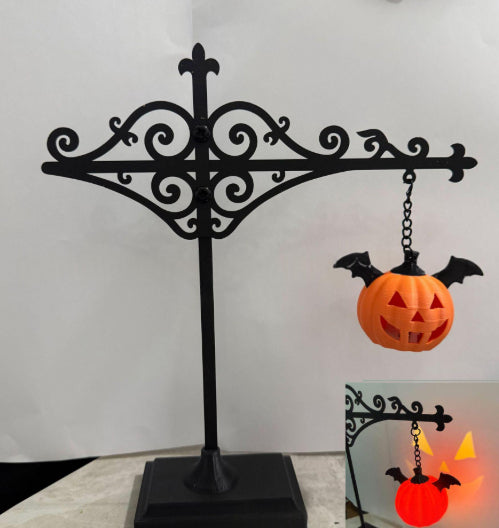 Mini black lantern lamp hanging from a scroll stand – photo 4